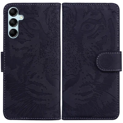 For Samsung Galaxy M34 5G / F34 5G Imprinted Tiger Wallet Cover Slim-Fit PU Leather Stand Phone Case - Black