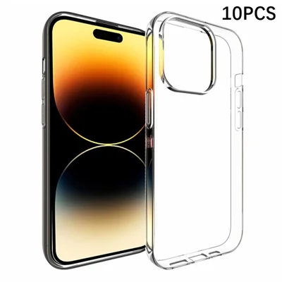 10 pièces / Paquet Coque téléphone transparente pour iPhone 15 Pro, Étui en TPU intérieur sans filigrane Texture de couverture de téléphone