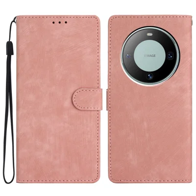 For Huawei Mate 60 Pro Case Skin-touch Leather Cover Solid Color Phone Shell - Rose Gold