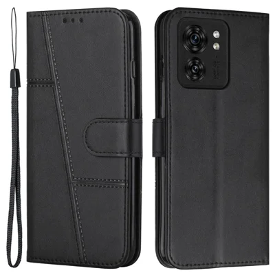Funda para Motorola Edge 40 5G, de ajuste ceñido, de piel sintética con soporte - Negro