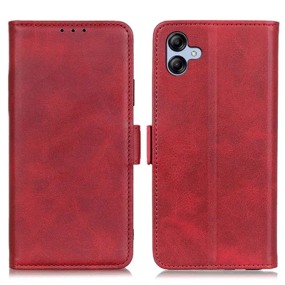 For Samsung Galaxy A05 4G Case PU Leather Wallet Stand Magnetic Phone Cover Shell - Red