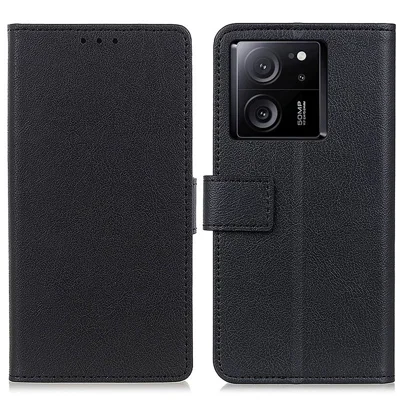 For Xiaomi 13T / 13T Pro / Redmi K60 Ultra Case Textured Leather Wallet Stand Phone Shell Cover - Black