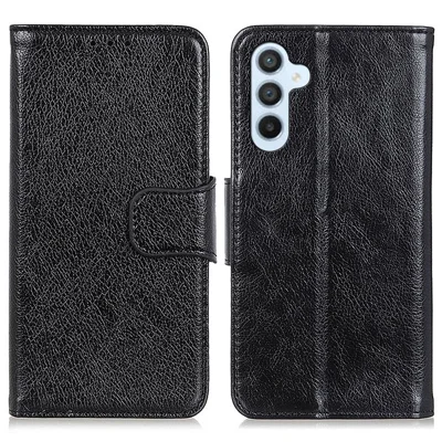 For Samsung Galaxy A05s 4G Case Nappa Texture Split Leather Stand Wallet Phone Cover - Black