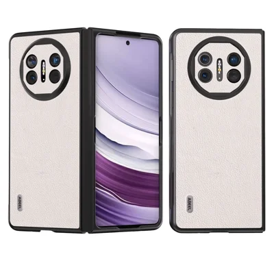 ABEEL For Huawei Mate X5 Case Textured Genuine Cow Leather+PC Shockproof Cover - Grey