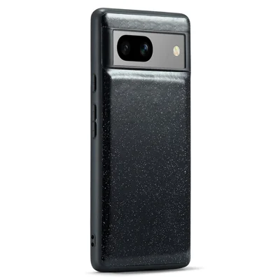 DG.MING For Google Pixel 7a Case Glitter PU Leather+PC+TPU Anti-drop Phone Cover - Black