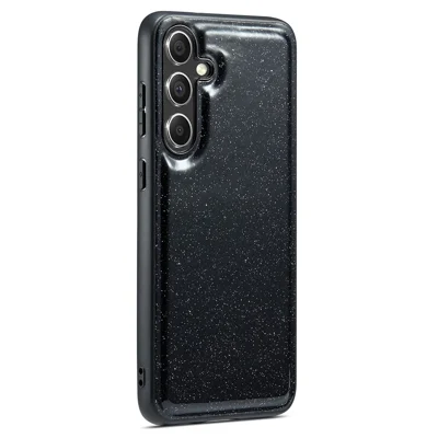 DG.MING Rückenschale für Samsung Galaxy S23 FE Case Glitter PU-Leder+PC+TPU Handyhülle - Schwarz