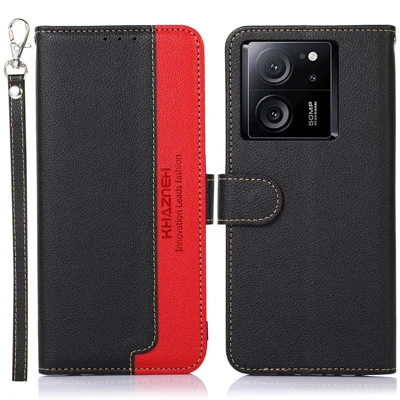 KHAZNEH Für Xiaomi 13T / 13T Pro / Redmi K60 Ultra Hülle RFID-Schutz Ledertasche mit Ständer und Geldbörse - Schwarz