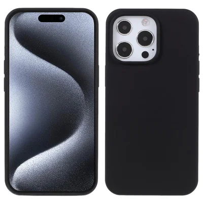 For iPhone 15 Pro Case Anti-Scratch Ultra-Slim Silicone Phone Back Cover - Black