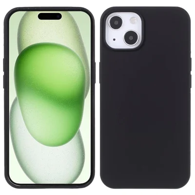 Coque de protection pour iPhone 15 - Résistante aux chocs, en silicone souple, avec protection arrière - Noire