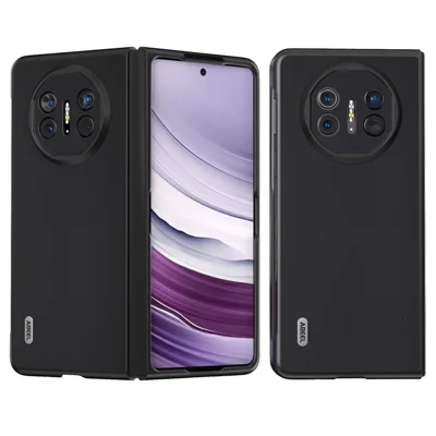 ABEEL For Huawei Mate X5 Case Smooth-touch Genuine Cow Leather+PC Protective Cover - Black
