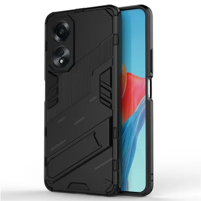 Per Oppo A58 4G Cover PC+TPU Antiurto Supporto per Telefono - Nero