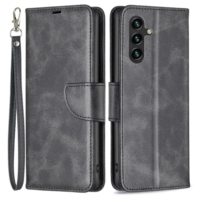 For Samsung Galaxy A15 4G Case Stand Wallet Textured PU Leather Cell Phone Cover - Black