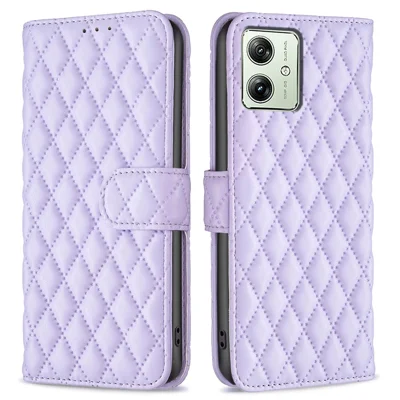 BINFEN COLOR BF Style-14 For Motorola Moto G54 5G Case Imprinted Flip Wallet Leather Phone Cover - Purple