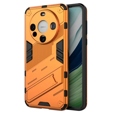 Für Huawei Mate 60 Hülle PC+TPU stoßfeste Handyhülle mit Ständer - Orange