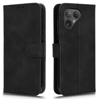 Voor Fairphone 5 Hoesje Portemonnee Stand Anti-val TPU Leren Cover - Zwart