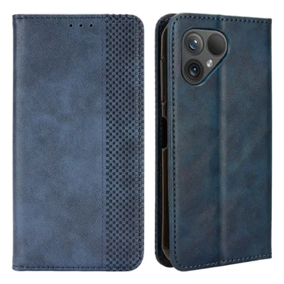 Per Fairphone 5 Case Phone Stand Cover Retro PU Leather Wallet Magnetic Shell - Blu