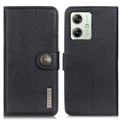 KHAZNEH voor Motorola Moto G54 5G hoesje met koeienhuidstructuur, portemonnee, lederen telefoonhoes - Zwart