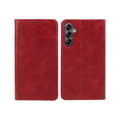 For Samsung Galaxy A15 5G Case Calf Texture Stand Wallet PU Leather Phone Cover - Red
