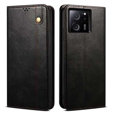 Für Xiaomi Redmi K60 Ultra / 13T Pro / 13T Hülle Standfuß Geldbörse Leder Handy-Schale PU-Leder-Abdeckung - Schwarz