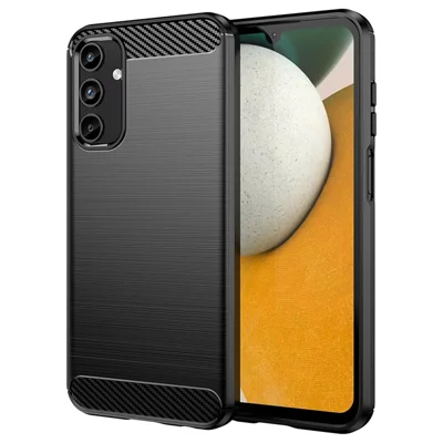For Samsung Galaxy A15 5G Case Soft TPU Carbon Fiber Texture Phone Cover - Black