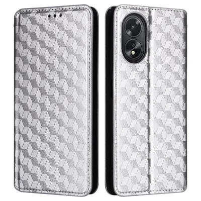 For Oppo A18 4G / A38 4G Case Magnetic Closing PU Leather Wallet Phone Cover - Silver