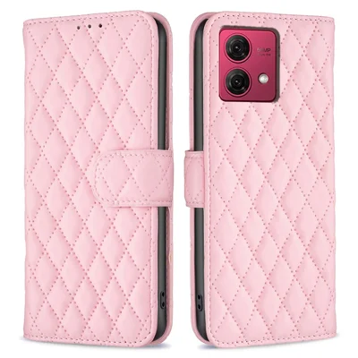 BINFEN COLOR BF Style-14 For Motorola Moto G84 5G Case Wallet Imprinted Leather Cover - Pink