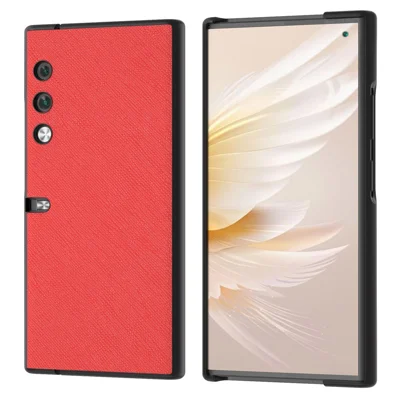 For Honor V Purse Case Cross Texture Genuine Cow Leather Coated Phone Cover - Red