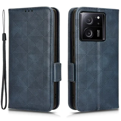 For Xiaomi Redmi K60 Ultra / 13T / 13T Pro Case Imprinted Triangle Anti-drop PU Leather Phone Cover - Blue