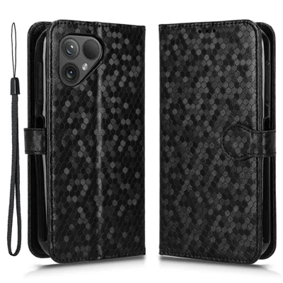 Voor Fairphone 5 Hoesje Anti-kras PU Leer met Dots Afdruk Portemonnee Hoes - Zwart