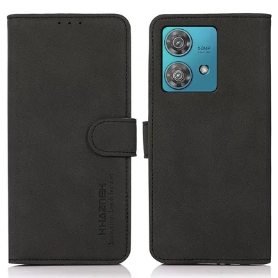 KHAZNEH Per Motorola Edge 40 Neo 5G Custodia per Telefono Supporto Custodia in Pelle - Nero