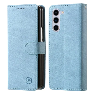 For Samsung Galaxy Z Fold5 5G Case Solid Color Protective Cover PU Leather Wallet Phone Case - Baby Blue