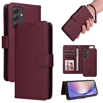 For Samsung Galaxy A54 5G Magnetic Case BETOPNICE Detachable PU Leather Phone Cover with Strap - Wine Red