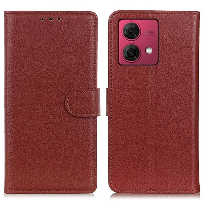 For Motorola Moto G84 5G Case Shockproof Wallet Litchi Texture PU Leather Phone Cover - Brown