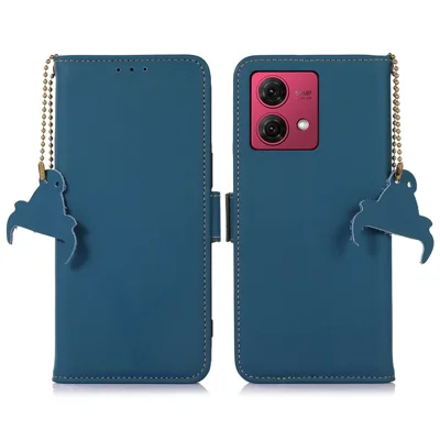 For Motorola Moto G84 5G Case RFID Blocking Phone Cover with Wallet Stand - Blue