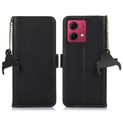 Чехол-кошелек RFID Blocking для Motorola Moto G84 5G с подставкой - черный
