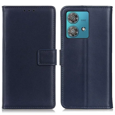 PU Leather Phone Cover for Motorola Edge 40 Neo 5G Case Protective Phone Stand Shell Wallet - Blue