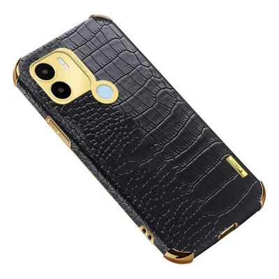 For Xiaomi Redmi A1+ 4G / A2+ 4G / Poco C50 4G Case Shockproof PU Leather+TPU Phone Protector - Black