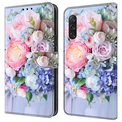 For Sony Xperia 10 V Protective Case 3D Pattern Printing Leather Wallet Phone Cover - Colorful Flower