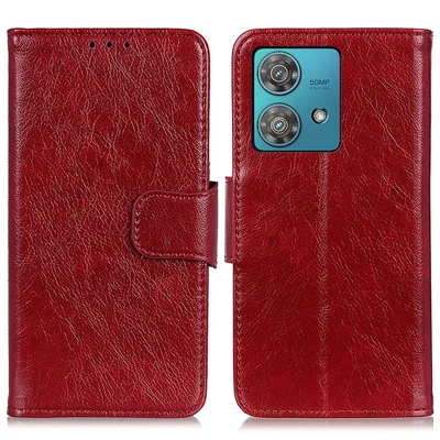 For Motorola Edge 40 Neo 5G Case Split Leather Stand Wallet Smartphone Cover - Red