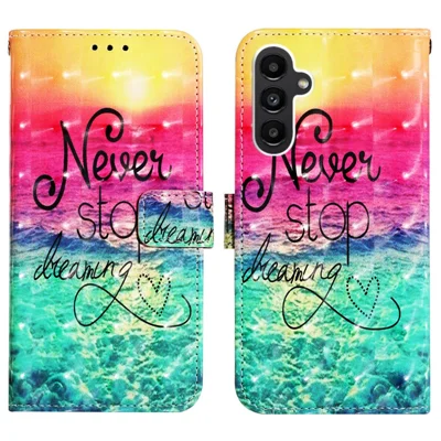 For Samsung Galaxy A15 4G 4G Leather Case 3D Pattern Printing Wallet Stand Mobile Cover with Strap - Never Stop Dreaming