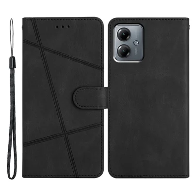 Voor Motorola Moto G54 5G hoesje Crazy Horse textuur PU lederen standaardhoes - Zwart