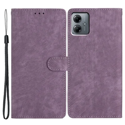For Motorola Moto G54 5G Case Skin-touch PU Leather Wallet Phone Cover with Stand - Purple