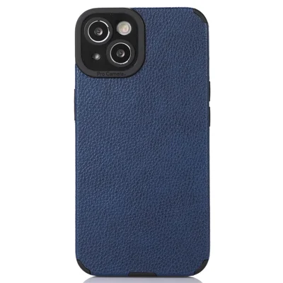 For iPhone 13 Case Anti-Scratch PU Leather + TPU Phone Back Cover - Blue