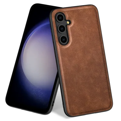 For Samsung Galaxy S23 FE Case Slim-Fit PU Leather+TPU+PC Cover Retro Cell Phone Shell - Brown