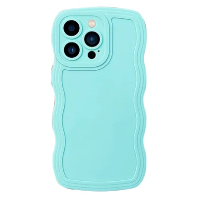 For iPhone 15 Pro Case Shockproof Shell TPU Phone Cover with Wave Shape Edge - Blue