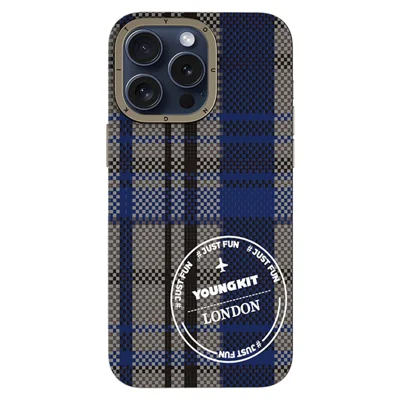 YOUNGKIT For iPhone 15 Pro Max Case Compatible with MagSafe 600D Aramid Fiber Phone Case - Blue