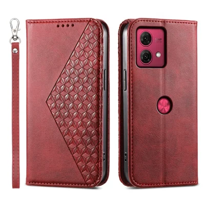 For Motorola Moto G84 5G Case Magnetic Auto Closing Phone Leather Cover - Red