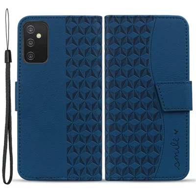 For Samsung Galaxy A54 5G Case Rhombus Imprinted Anti-drop PU Leather Smartphone Cover - Sapphire