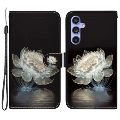 Für Samsung Galaxy S23 FE Case PU-Leder Muster Druckung Folio Handyhülle - Crystal Peony