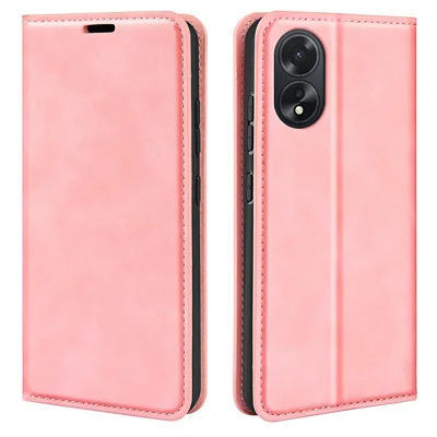 Para Oppo A38 4G Capa de Telefone Caso PU Couro Carteira Suporte Anti-queda Pele-toque Sentimento Cobrir - Rosa